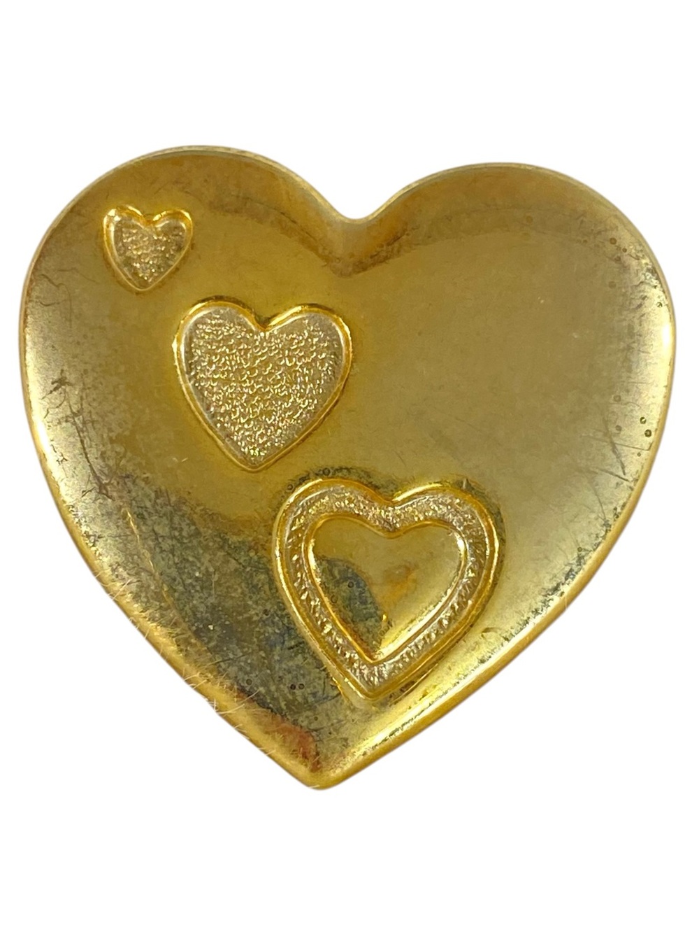 The Variety Club Gold Toned Heart Pin Brooch Vintage Puffy Heart Embossed Design